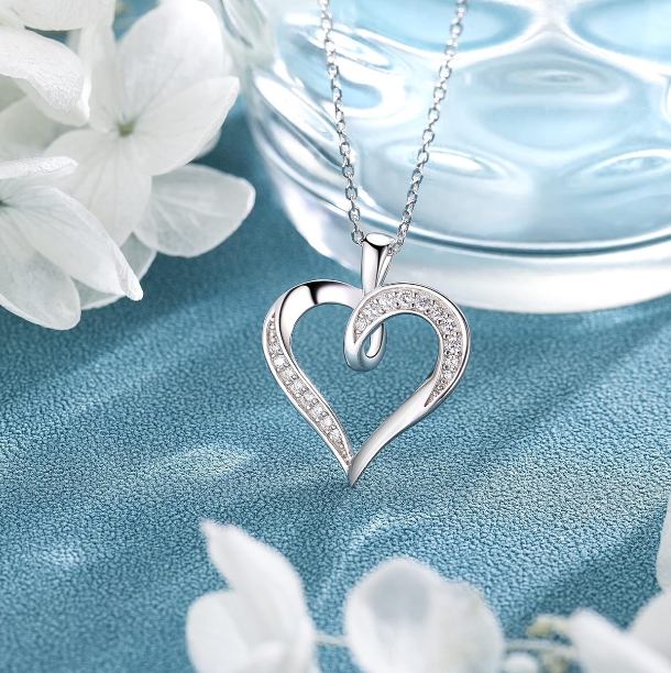 Billie Bijoux Herat Necklace Sterling Silver Platinum Plated 1 mm