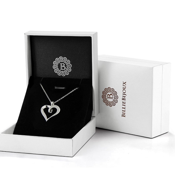 Billie Bijoux Herat Necklace Sterling Silver Platinum Plated 1 mm