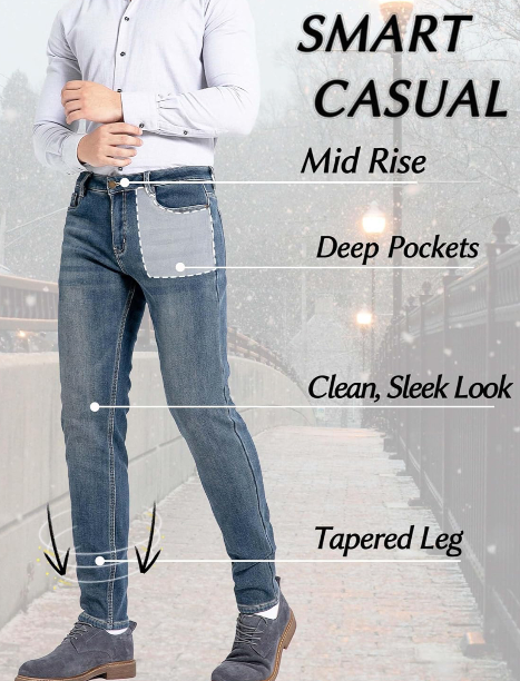 Zhorefine Mens Super Soft Fleece Jeans
