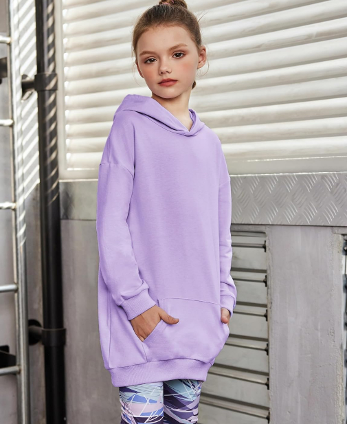 Arshiner Girls Hoodies Kids Long Pullover Hooded Sweatshirt with Kangaroo Pocket