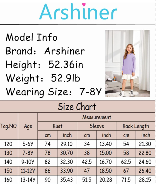 Arshiner Girls Hoodies Kids Long Pullover Hooded Sweatshirt with Kangaroo Pocket