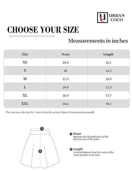 Urban CoCo Women's Basic Versatile Stretchy Flared Casual Mini Skater Skirt