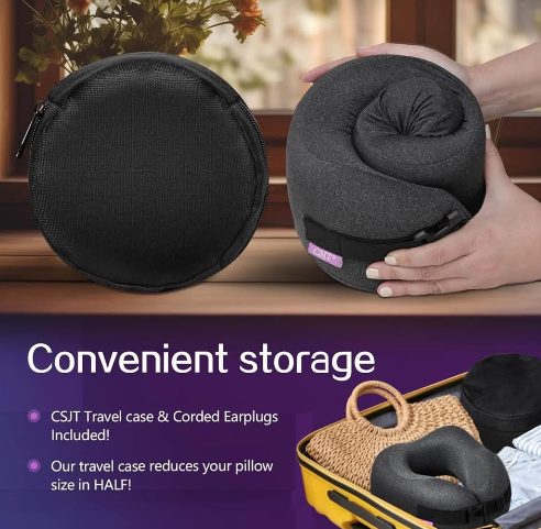 CSJT Travel Pillow Vac Compressed Memory Foam