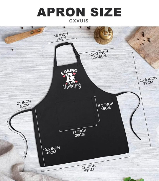 Baking Is My Therapy Aprons for Women with 2 Pocket Baked Waterproof Adjustable