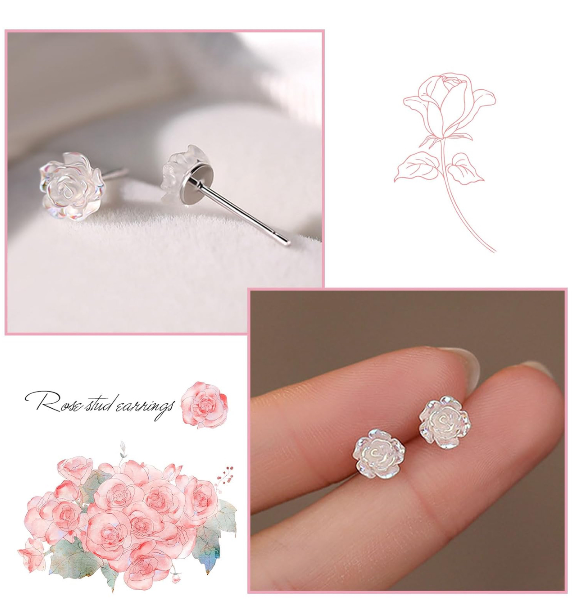 Tiny Rose Studs Earrings
