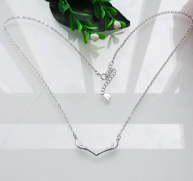 Sterling Silver Deer Antler Necklace 1 mm