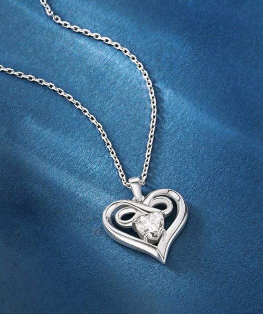 Sterling Silver Infinity Heart 1 mm