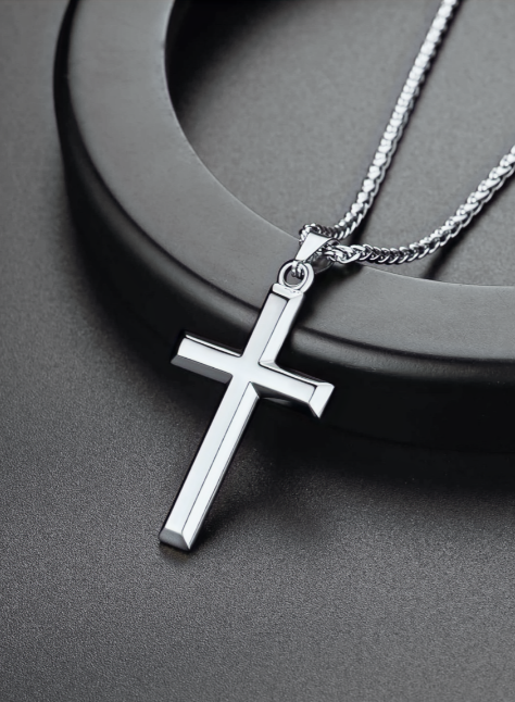 Sterling Silver Cross Pendant With Steel Chain 3 mm