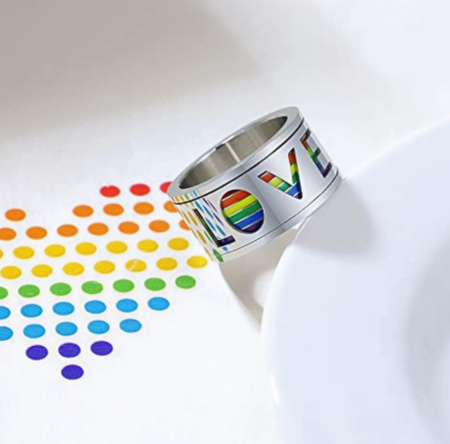 Stainless Steel Rainbow Spinner Ring 11 mm