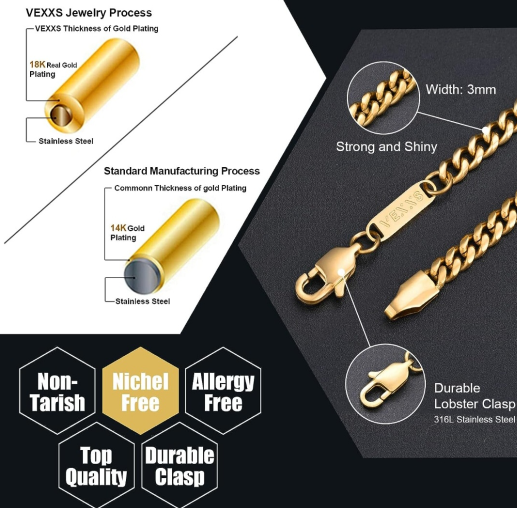 VEXXS Stainless Steel Chain 4 mm