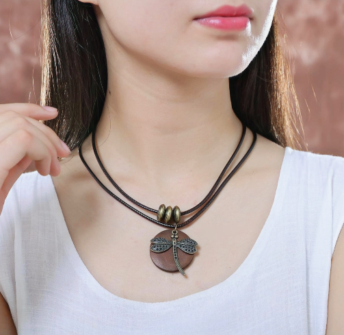 Dragonfly Pendant Necklace Hand Made