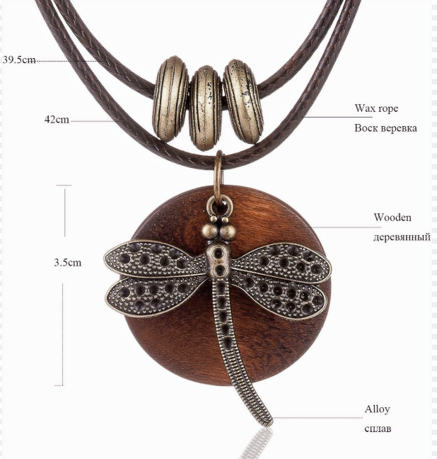 Dragonfly Pendant Necklace Hand Made
