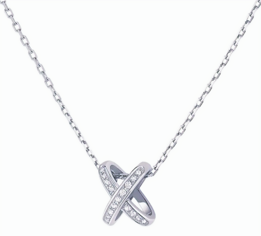 18K GP Stainless Steel X-Shape Pendant Necklace 1 mm