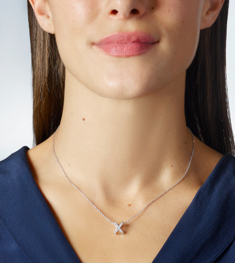 18K GP Stainless Steel X-Shape Pendant Necklace 1 mm