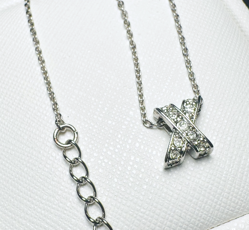 18K GP Stainless Steel X-Shape Pendant Necklace 1 mm