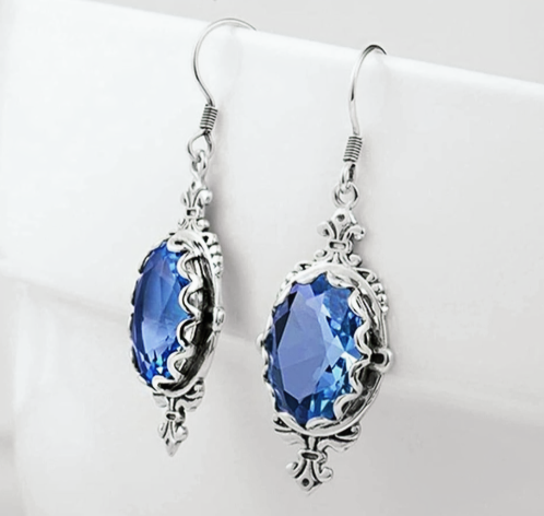 Vintage Blue Sapphire Dangle Earrings