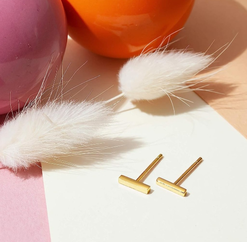 Dainty Small Simple Mini Bar Stud Earrings
