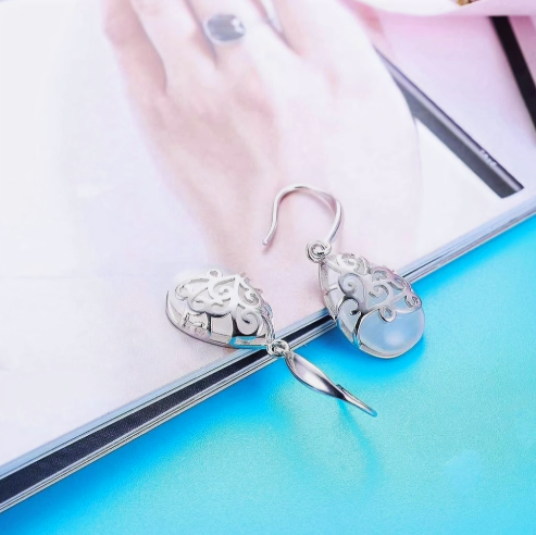 Vintage Style Copper Earrings with Synthetic Zirconia Pendants