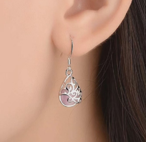 Vintage Style Copper Earrings with Synthetic Zirconia Pendants