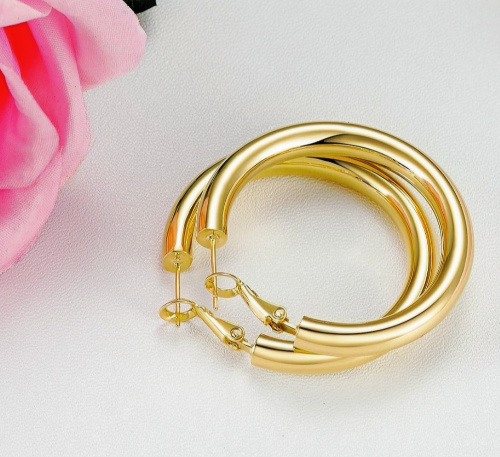 14K GP Stainless Steel Hoop Earrings 5 mm