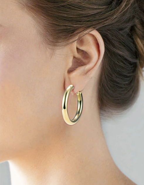 14K GP Stainless Steel Hoop Earrings 5 mm