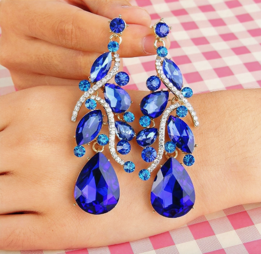 Women's Bohemian Boho Crystal Wedding Bridal Multiple Teardrop Chandelier Screw