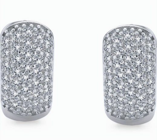 Bridal Cubic Zirconia Micro Pave CZ Huggie Hoop Earrings 7mm