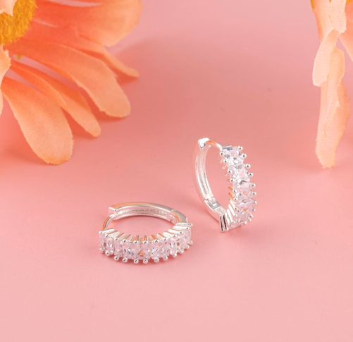 Baguette Style Immitation Diamond Earrings