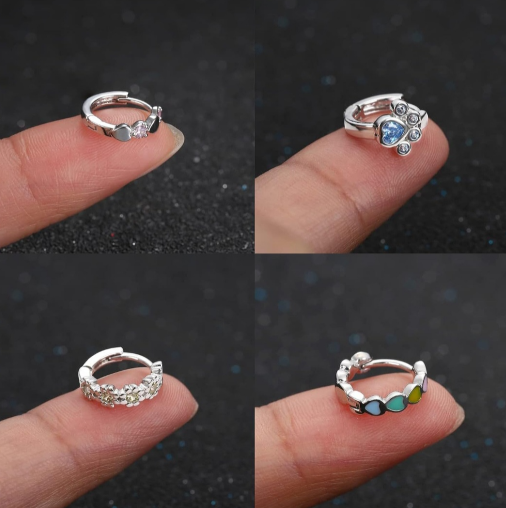 4 Pairs Huggie Hoop Earrings Stainless Steel