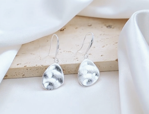 Antique Hammered Disc Drop Earrings Boho Earrings