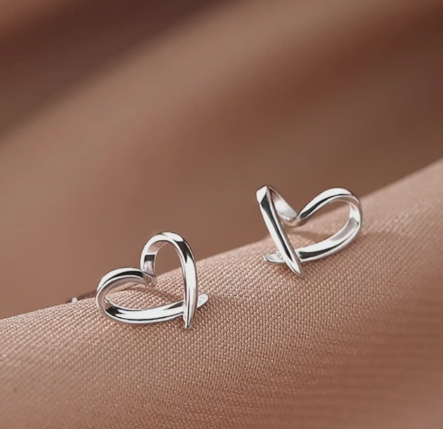 Sterling Silver Stud Heart Earrings