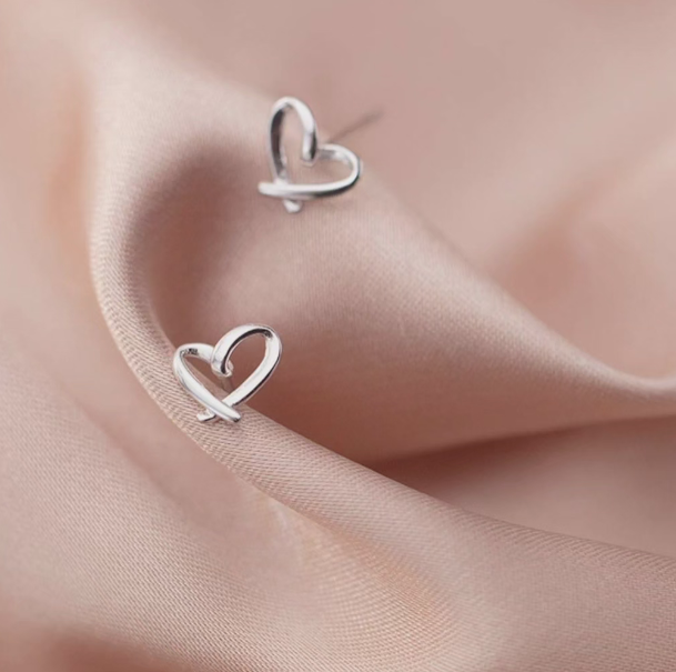 Sterling Silver Stud Heart Earrings