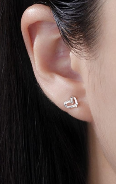 Sterling Silver Stud Heart Earrings