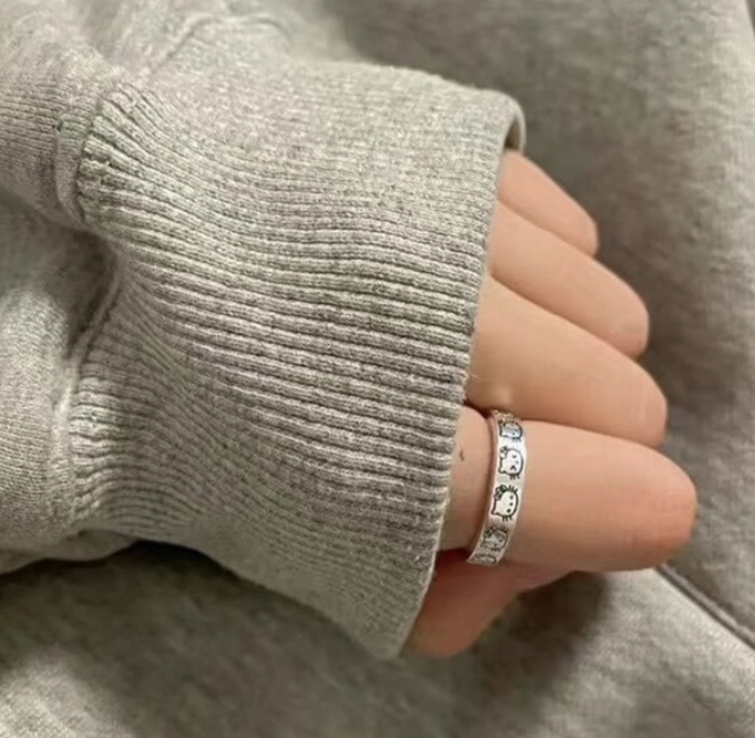 Sanrio Hello Kitty Ring 4 mm Silver Plated Ring