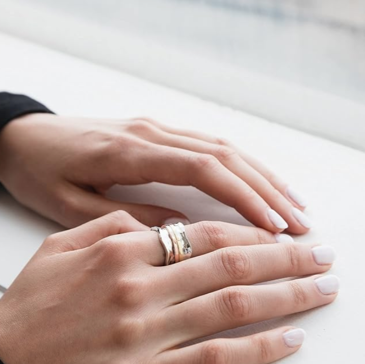Energy Stone 925 Sterling Silver Fidget Ring 10 mm