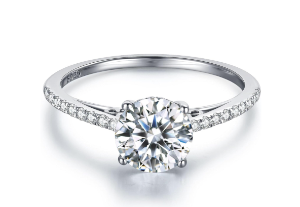 18K Gold Plated Sterling Silver S925 Engagement Ring with 1.5 Ct Moissanite 3 mm