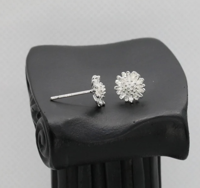 Sterling Silver Stud Flower Earrings