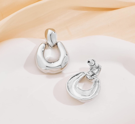 Sterling Silver Chunky Dangle Door Knocker Earrings