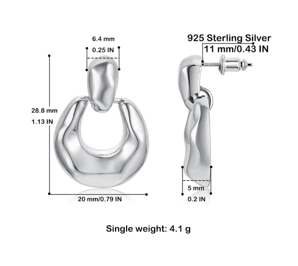 Sterling Silver Chunky Dangle Door Knocker Earrings