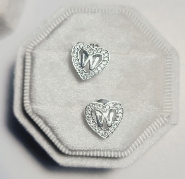Sterling Silver Letter "W" Earrings
