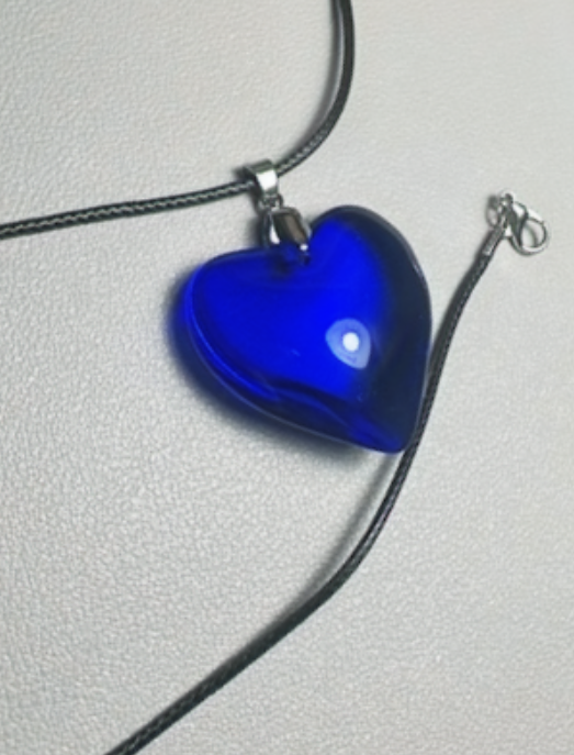 Chunky Glass Puffy Heart Necklace