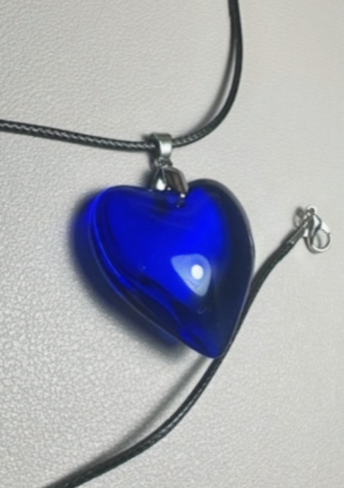 Chunky Glass Puffy Heart Necklace