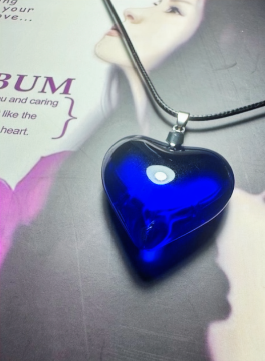 Chunky Glass Puffy Heart Necklace