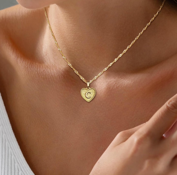 "C" Initial Necklace 14K Gold Plated 2 mm