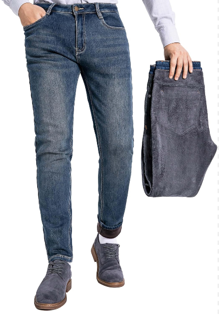 Zhorefine Mens Super Soft Fleece Jeans