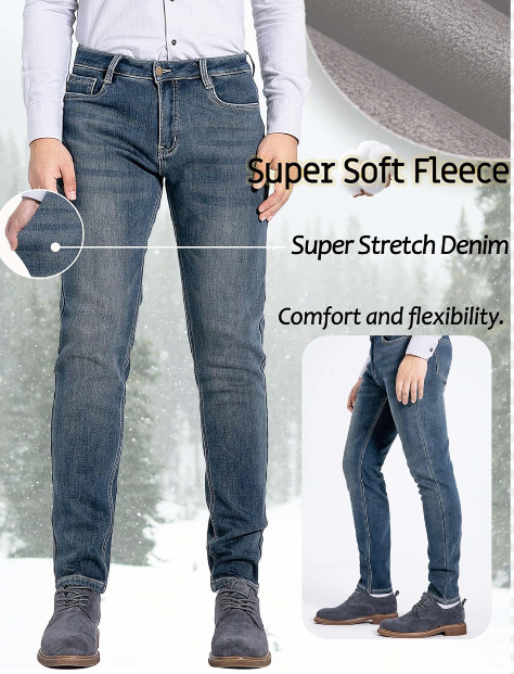 Zhorefine Mens Super Soft Fleece Jeans