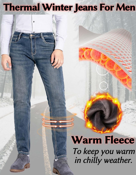 Zhorefine Mens Super Soft Fleece Jeans