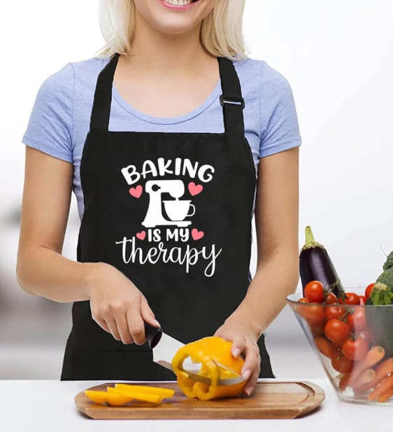 Baking Is My Therapy Aprons for Women with 2 Pocket Baked Waterproof Adjustable