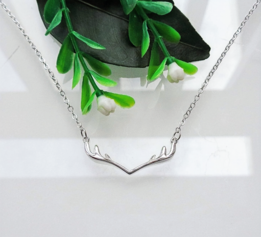 Sterling Silver Deer Antler Necklace 1 mm