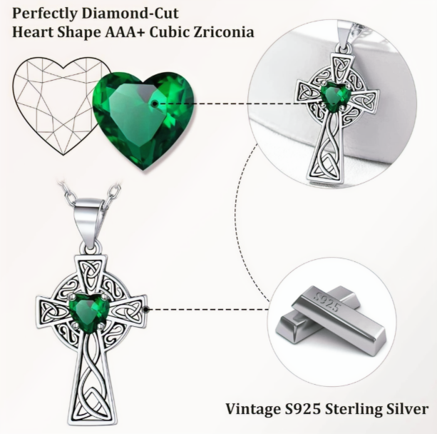 Sterling Silver Vintage Ceiltic Cross Pendant Necklce